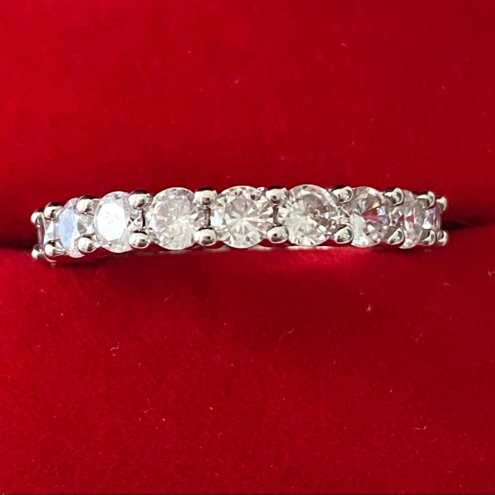14k gold over 925 diamond eternity wedding band - Picture 5 of 16